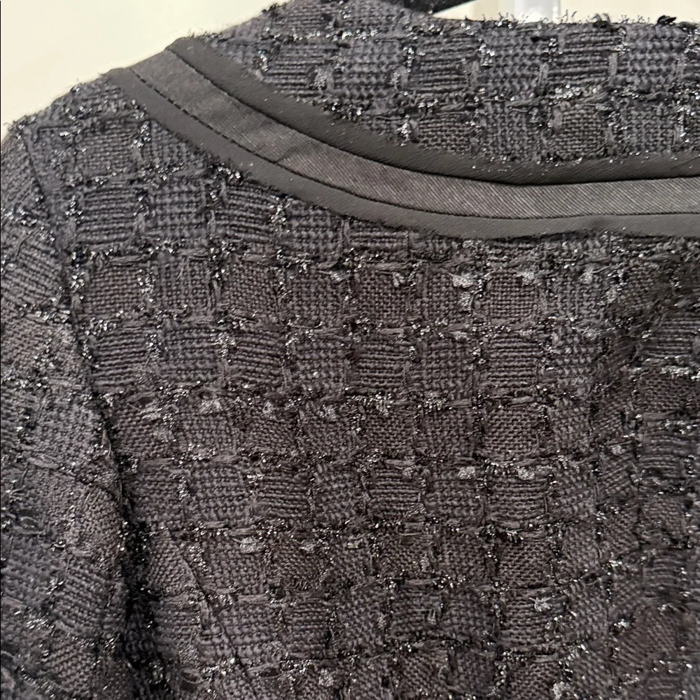 🌿 NWT WHBM Metallic Tweed Blazer ✨ Lightweight Spring Layer Chain Detail Size 00 - Picture 10 of 16